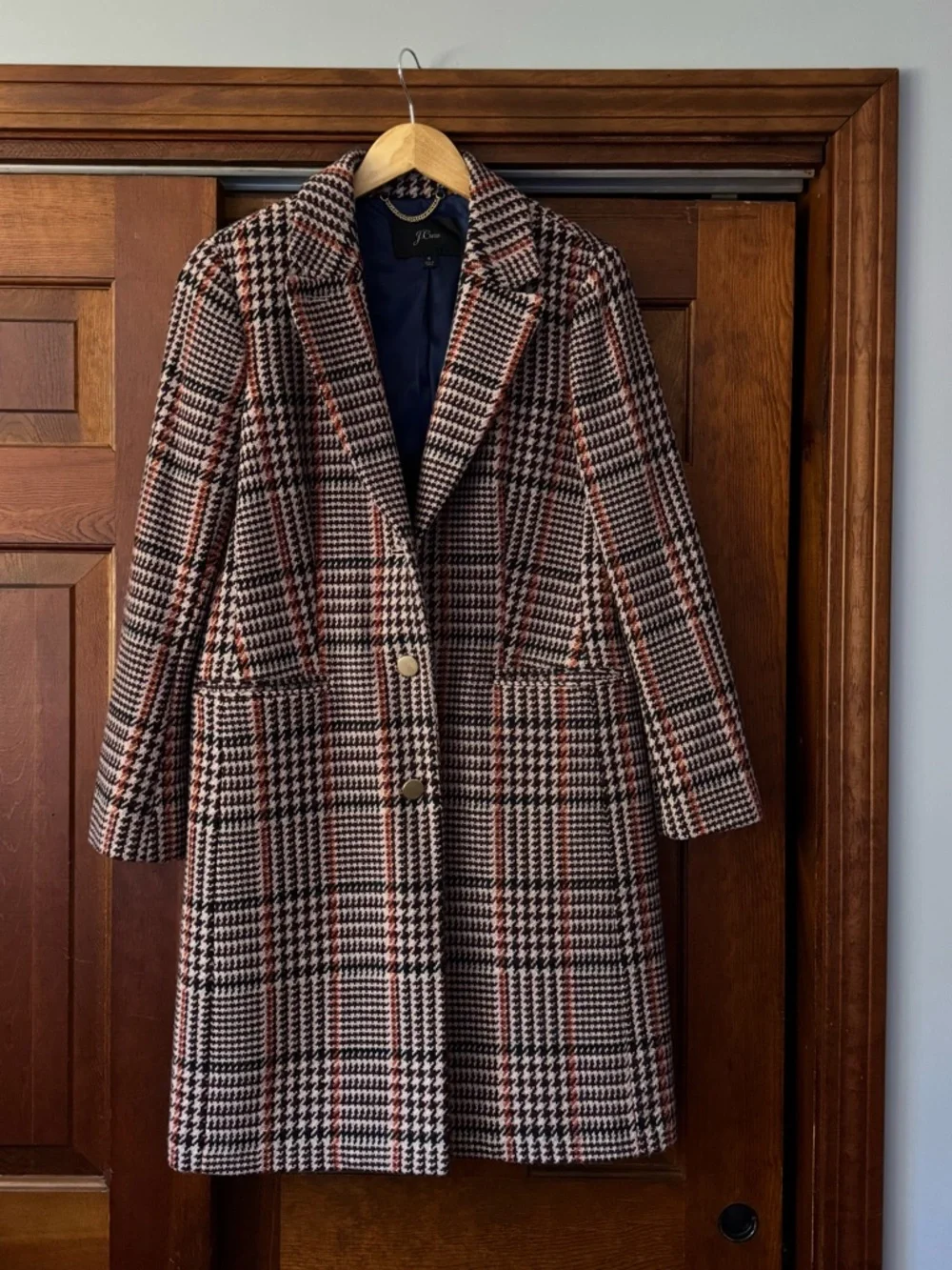 J. Crew Plaid Wool Blend Coat - Picture 1 of 8